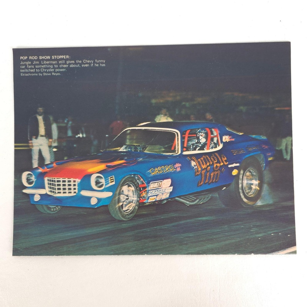 Vintage Jungle Jim Liberman Chevrolet Camaro Drag Racing Print Ad Advertising